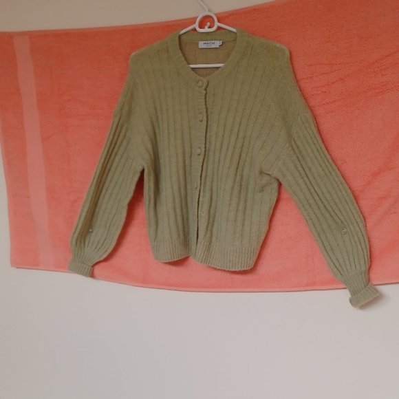Soft Green/Blue Alpaca Cardigan Knit - Picture 2 of 4